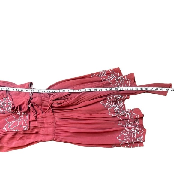 Free People Sylvia Sequin Beaded Flounce Mini Wrap Dress - Picture 14 of 14